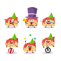 Cartoon character of strawberry sandwich with various circus shows