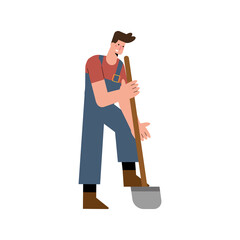 male gardener with shovel