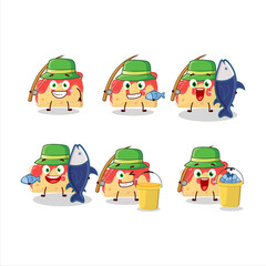 A fisherman strawberry sandwich cartoon picture catch a big fish