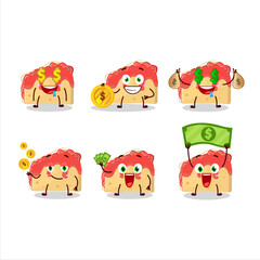 Fototapeta premium Strawberry sandwich cartoon character with cute emoticon bring money
