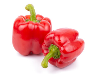 Close up of red peppers isolated on white background