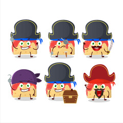 Cartoon character of strawberry sandwich with various pirates emoticons