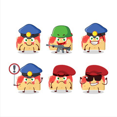 A dedicated Police officer of strawberry sandwich mascot design style