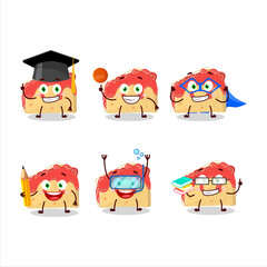 School student of strawberry sandwich cartoon character with various expressions