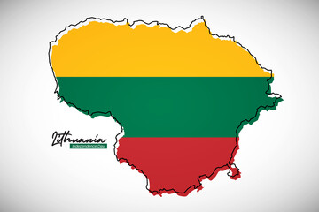 Happy independence day of Lithuania. Creative national country map with Lithuania flag vector illustration