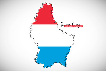 Fototapeta premium Happy national day of Luxembourg. Creative national country map with Luxembourg flag vector illustration