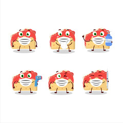 A picture of strawberry sandwich cartoon design style keep staying healthy during a pandemic