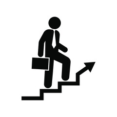 Businessman walking up stairs with arrow, Business concept growth and the path to success, Icon design vector illustration