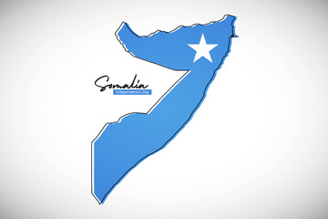 Happy independence day of Somalia. Creative national country map with Somalia flag vector illustration