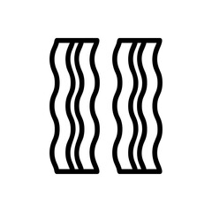 Bacon Vector Icon in Outline Style. Bacon is a type of salt-cured pork made from various cuts, typically from the pork belly or from the less fatty back cuts. Vector icon for app, web, logo