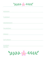 Blank printable line paper background with flower bouquet decoration, Note paper , letter A4 size stationery, digital paper illustration