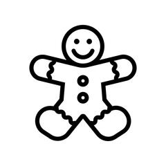 Christmas Xmas Ginger Bread icon in Outline Style. Ginger bread is a typical Christmas cake in the shape of a man. Vector illustration icon that can be used for apps, websites, or part of a logo