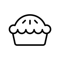 Pie Vector Icon in Outline Style. A pie is a baked dish usually made from a pastry dough casing filled with various sweet or savory ingredients. Vector illustration icon for app, website, or logo.