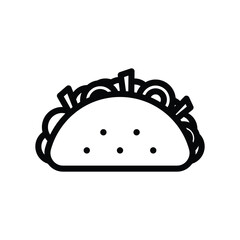 Taco Vector Icon in Outline Style. Vector illustration icon can be used for an app, website, or part of a logo.