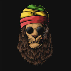Rasta Lion head vector illustration
