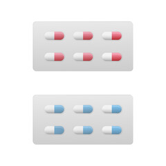 Pills tablets concept. Colored flat vector illustration. Isolated on white background.