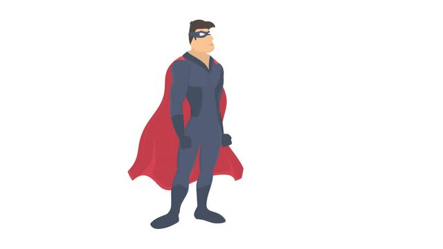 Superhero. Animation of a superhero in costume, alpha channel enabled. Cartoon