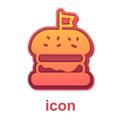 Gold Burger icon isolated on white background. Hamburger icon. Cheeseburger sandwich sign. Fast food menu. Vector