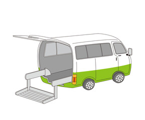 車椅子をリフトする福祉車両