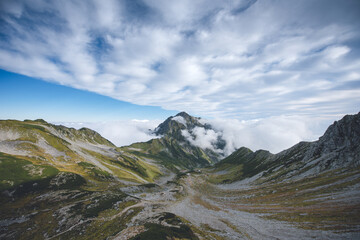 Fototapeta premium 剱沢キャンプ場, 剱岳, 立山連峰, 北アルプストレッキング