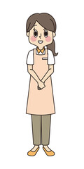 エプロンを着用した女性のホームヘルパー