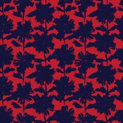 Red Floral Brush strokes Seamless Pattern Background