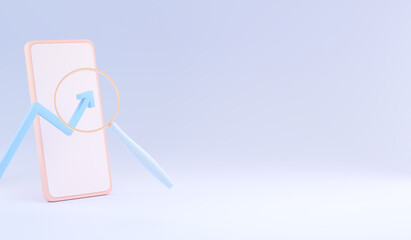 Smartphone  magnifying glass tecnology data analysis Concept. Background Landing main page. 