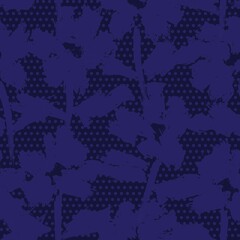 Blue Botanical Tropical Floral Seamless Pattern with dotted Background