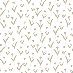 Brown Floral Brush strokes Seamless Pattern Background