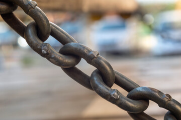 metal chain close up. durable chain.