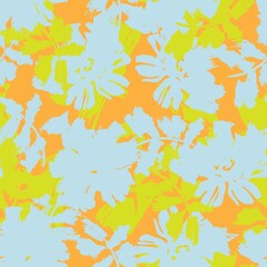 Naklejka premium Orange Floral Brush strokes Seamless Pattern Background