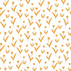 Orange Floral Brush strokes Seamless Pattern Background