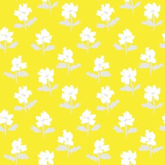 Fototapeta na wymiar Yellow Floral Brush strokes Seamless Pattern Background