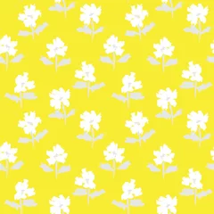 Gordijnen Yellow Floral Brush strokes Seamless Pattern Background © Siu-Hong Mok