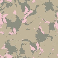 Green Floral Brush strokes Seamless Pattern Background