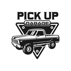 Pick up truck, truck badge logo template
