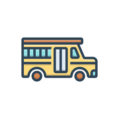 Color illustration icon for school bus