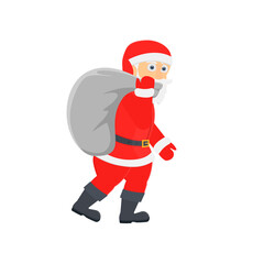 Santa Claus. Santa Claus with a bag of gifts, vector illustration