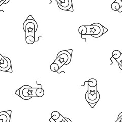 Grey line Firework icon isolated seamless pattern on white background. Concept of fun party. Explosive pyrotechnic symbol. Vector