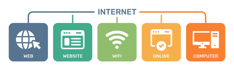 Internet, web, website, wifi, online, computer icon. Vector illustration
