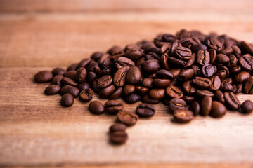 Closeup on coffee bean. Fresh roasted coffee beans