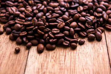 Closeup on coffee bean. Fresh roasted coffee beans
