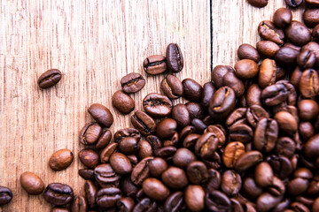 Closeup on coffee bean. Fresh roasted coffee beans