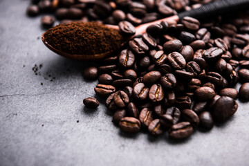 ground coffee and beans 