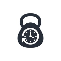Weight and clock. Hard times. Vector icon isolated on white background.