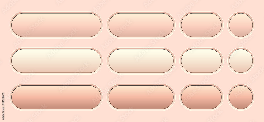 Poster buttons orange isolated, interesting navigation panel for website with soft pastel colors, editable 
