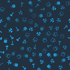Set Server, Data, Web Hosting, Computer network, Two crossed hammers and Hammer on seamless pattern. Vector