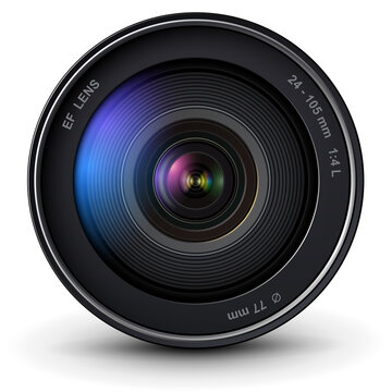 Camera photo lens 3D icon, realistic technology symbol design.