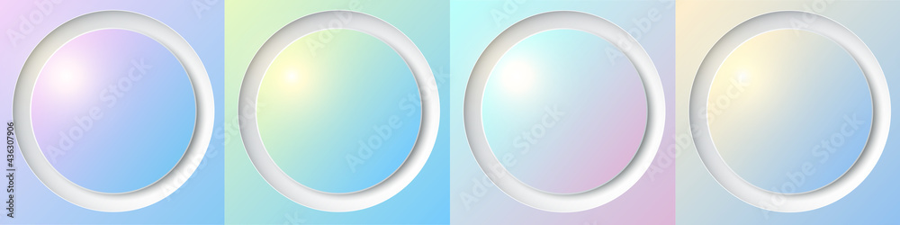 Poster abstract background with colorful 3d plastic buttons, vector illustration.