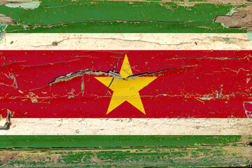 3D Flag of Suriname on wood